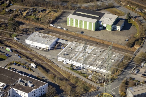 Aerial view, Bathey industrial estate, Topp Stahl GmbH Stahlgrosshandel und CS Deutschland, Boele, Hagen, Ruhr area, North Rhine-Westphalia, Germany