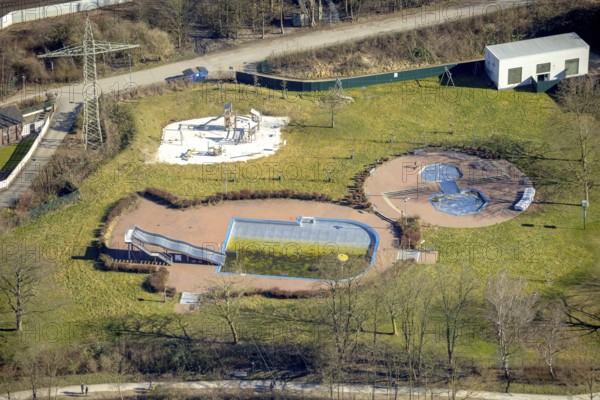 Aerial view, Strandhaus Salitos Beach Hengsteysee Beach Club on the southern shore of Hengstey, Herdecke, Ruhr area, North Rhine-Westphalia, Germany
