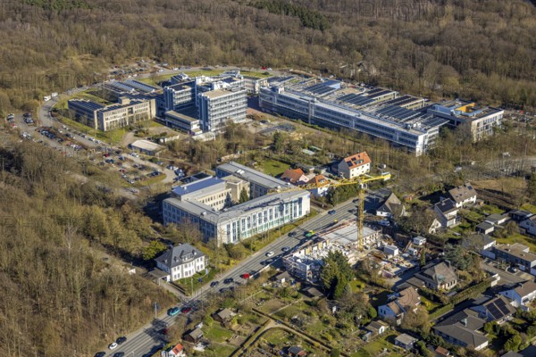 Aerial view, FernUniversität Hagen, construction site on Feithstraße, university quarter, Hagen, Ruhr area, North Rhine-Westphalia, Germany