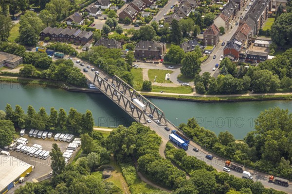 Aerial view, canal bridge Dorstener Straße federal road B226, Rhine-Herne-Canal, Unser Fritz, Herne, Ruhr area, North Rhine-Westphalia, Germany, DE, Europe, aerial view, aerial photography, aerial photography, overview, birds-eyes view, overview, linksderA43, HernelinksderA43