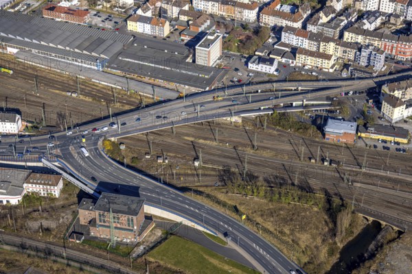 Aerial view, Eckeseyer Straße railway station bypass at the main station, Altenhagen, Hagen, Ruhr area, North Rhine-Westphalia, Germany