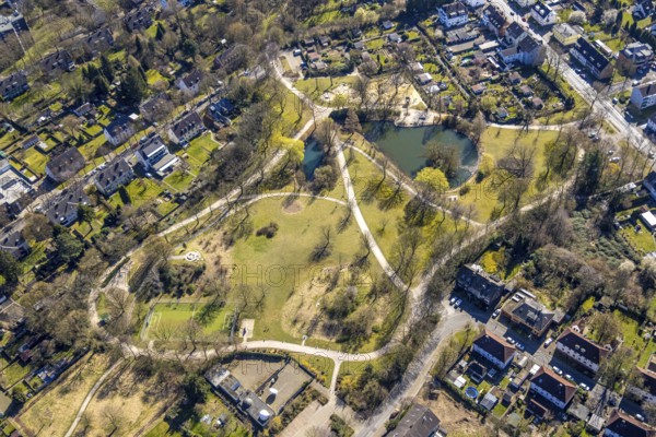 Aerial view, Dorneburger Park, local recreation area, green lung, Wanne-Süd, Herne, Ruhr area, North Rhine-Westphalia, Germany, DE, Europe, aerial view, aerial photography, aerial photography, overview, bird's-eye view, overview