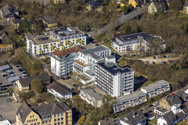 Aerial view, retirement home GVS Herdecke, Convivo Park an der Goethestraße, retirement home at the old town, Herdecke, Ruhr area, North Rhine-Westphalia, Germany, retirement home, old people's home, care and nursing, DE, Europe, aerial view, aerial photography, aerial photography, care facility, retirement home, retirement residence, retirement home, senior centre, overview, bird's eye view, birds-eyes view, overview