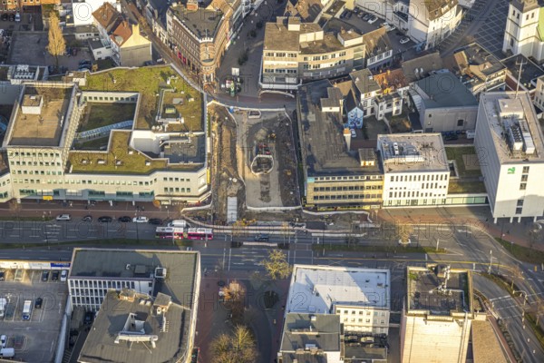 Aerial view, construction site Westentor am City-Center, federal road 63 Westring, centre, Hamm, Ruhr area, North Rhine-Westphalia, Germany