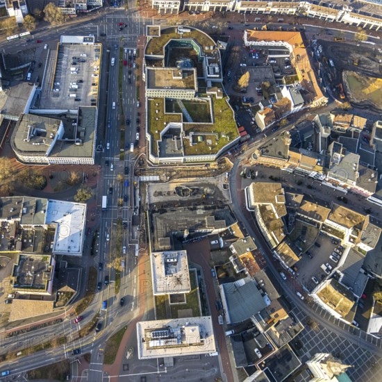 Aerial view, construction site Westentor am City-Center, federal road 63 Westring, centre, Hamm, Ruhr area, North Rhine-Westphalia, Germany