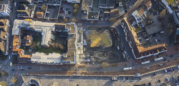 Aerial view, construction site with demolition of the western half of the Ritterpassage, centre, Hamm, Ruhr area, North Rhine-Westphalia, Germany
