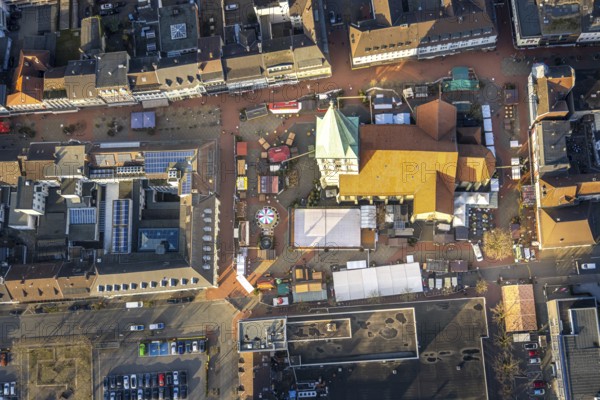 Aerial view, St. Paul's church in the city centre with Christmas market, Mitte, Hamm, Ruhr area, North Rhine-Westphalia, Germany