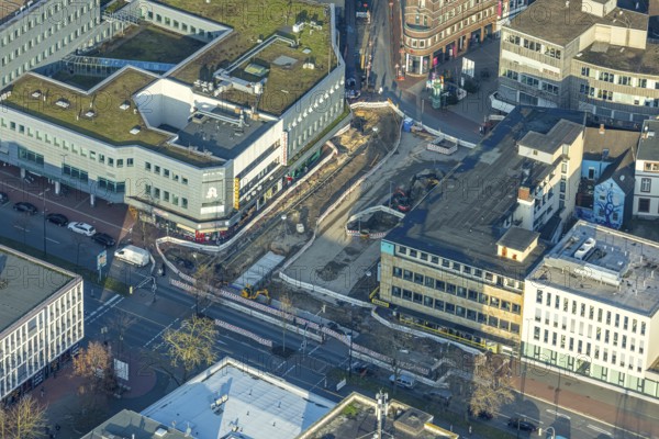 Aerial view, construction site Westentor am City-Center, federal road 63 Westring, centre, Hamm, Ruhr area, North Rhine-Westphalia, Germany