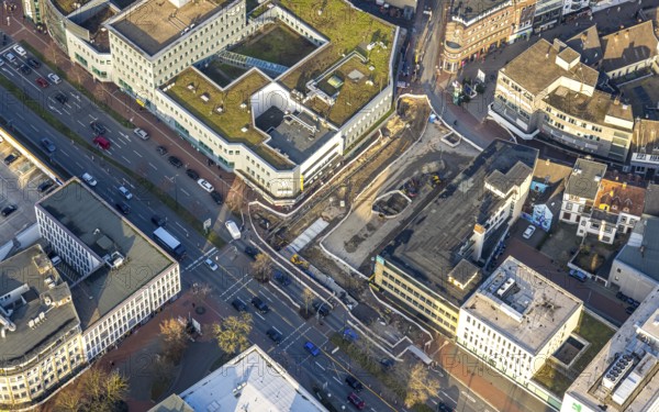 Aerial view, construction site Westentor am City-Center, federal road 63 Westring, centre, Hamm, Ruhr area, North Rhine-Westphalia, Germany