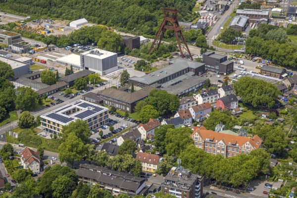 Aerial view, former colliery Pluto 2/3/7 with winding tower, Wanne, Herne, Ruhr area, North Rhine-Westphalia, Germany, mine, DE, Europe, aerial view, aerial photography, aerial photography, sight, overview, bird's eye view, colliery, birds-eyes view, overview, linksderA43, HernelinksderA43