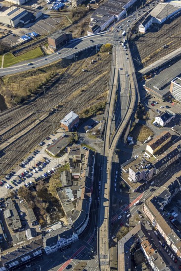 Aerial view, elevated road Eckeseyer Straße, Altenhagener Brücke, federal road B54, Altenhagen, Hagen, Ruhr area, North Rhine-Westphalia, Germany