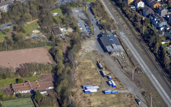 Aerial view, Haspe district sports centre, Haspe sports club, Haspe, Hagen, Ruhr area, North Rhine-Westphalia, Germany