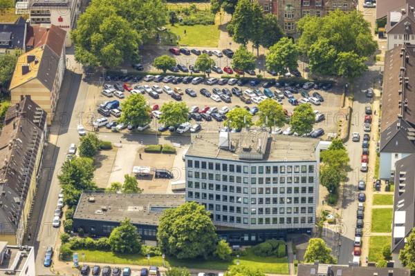 Aerial photo, tax office and car park, Hattingen, Ruhr area, North Rhine-Westphalia, Germany, authority, DE, Europe, tax office, aerial photo, aerial photography, aerial photography, overview, bird's-eye view, birds-eyes view, overview