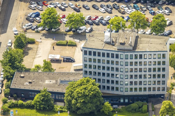 Aerial photo, tax office and car park, Hattingen, Ruhr area, North Rhine-Westphalia, Germany, authority, DE, Europe, tax office, aerial photo, aerial photography, aerial photography, overview, bird's-eye view, birds-eyes view, overview
