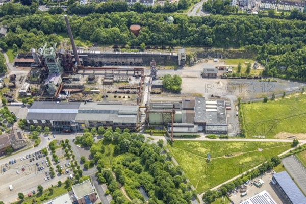 Aerial view, LWL-Museum Henrichshütte and former blast furnace, Hattingen, Ruhr area, North Rhine-Westphalia, Germany, DE, Europe, leisure centre, aerial view, aerial photography, aerial photography, overview, bird's-eye view, overview
