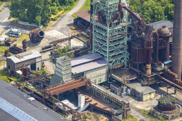 Aerial view, LWL-Museum Henrichshütte and former blast furnace, Hattingen, Ruhr area, North Rhine-Westphalia, Germany, DE, Europe, leisure centre, aerial view, aerial photography, aerial photography, overview, bird's-eye view, overview