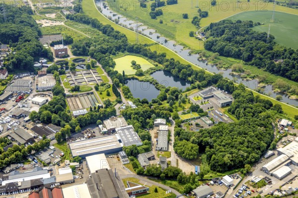 Aerial view, waterworks sewage treatment plant Hattingen (Ruhrverband), Stadtwerke Hattingen, Hattingen, Ruhr area, North Rhine-Westphalia, Germany, DE, Europe, sewage treatment plant, aerial view, aerial photography, aerial photography, overview, bird's-eye view, overview