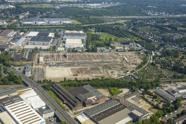 Aerial view, Gelsenkirchen, commercial area, urban redevelopment, Hochkampstraße, Magdeburgerstraße, Schalke, Ruhr area, North Rhine-Westphalia, Germany