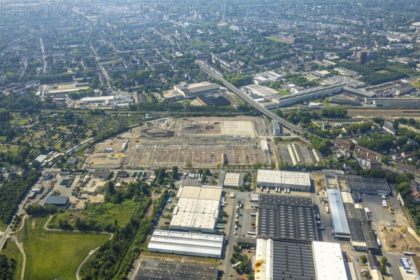 Aerial view, Gelsenkirchen, commercial area, urban redevelopment, Hochkampstraße, Magdeburgerstraße, Schalke, Ruhr area, North Rhine-Westphalia, Germany