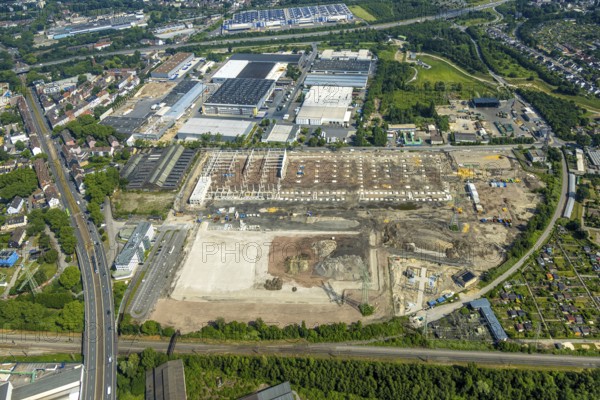 Aerial view, Gelsenkirchen, commercial area, urban redevelopment, Hochkampstraße, Magdeburgerstraße, Schalke, Ruhr area, North Rhine-Westphalia, Germany