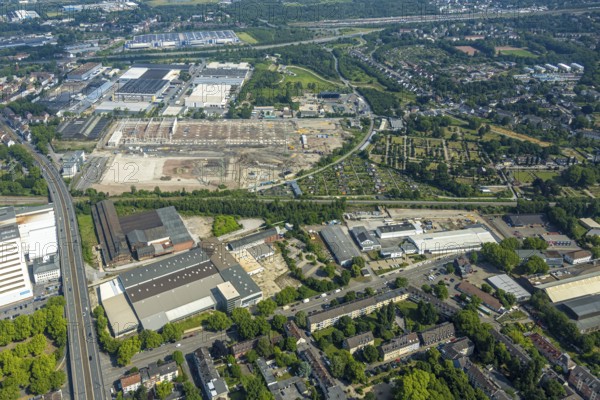 Aerial view, Gelsenkirchen, commercial area, urban redevelopment, Hochkampstraße, Magdeburgerstraße, Schalke, Ruhr area, North Rhine-Westphalia, Germany