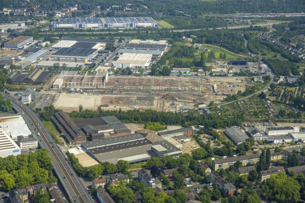 Aerial view, Gelsenkirchen, commercial area, urban redevelopment, Hochkampstraße, Magdeburgerstraße, Schalke, Ruhr area, North Rhine-Westphalia, Germany
