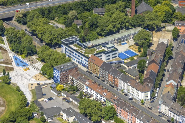 Aerial view, GGS Grundschule Kurt-Schumacher-Straße, Schalke-Nord, Gelsenkirchen, Ruhr area, North Rhine-Westphalia, Germany