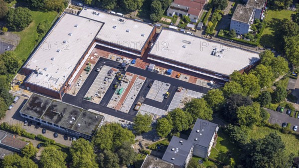 Aerial view, construction site and new GZ-Nord local shopping centre, Schwechater Straße, Rentfort, Gladbeck, Ruhr area, North Rhine-Westphalia, Germany