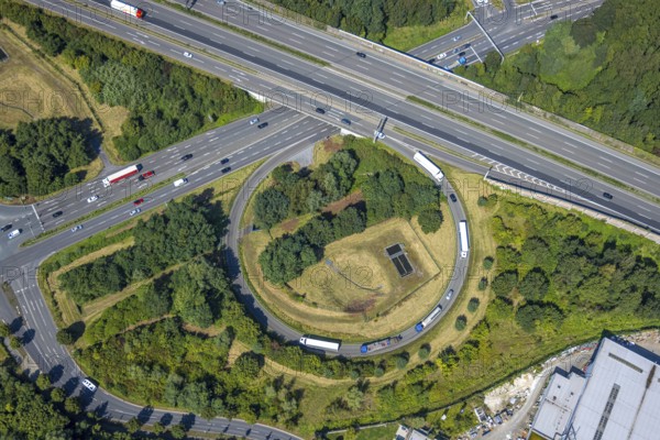 Aerial view, motorway A2 junction Essen/Gladbeck with federal road B224, Butendorf, Gladbeck, Ruhr area, North Rhine-Westphalia, Germany
