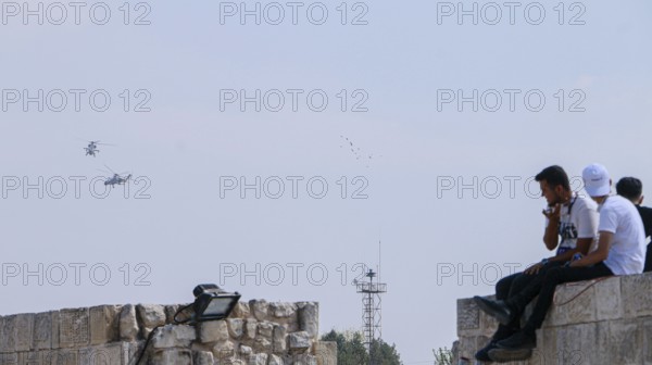Turkish Air Force helicopters and fighter jets perform aerobatic maneuvers during Teknofest aerospace and technology festival. Gaziantep, Türkiye. September 24, 2020, Gaziantep, Gaziantep, Türkiye