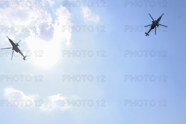 Turkish Air Force helicopters and fighter jets perform aerobatic maneuvers during Teknofest aerospace and technology festival. Gaziantep, Türkiye. September 24, 2020, Gaziantep, Gaziantep, Türkiye