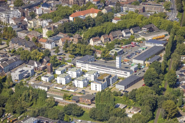 Aerial view, new residential area Am Roten Turm housing estate, Gladbeck fire brigade and Gladbeck central depot (ZBG), Gladbeck, Ruhr area, North Rhine-Westphalia, Germany