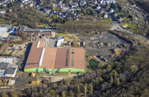 Aerial view, Zech Umwelt GmbH soil purification plant Gladbeck company premises, construction site on Boystraße, Brauck, Gladbeck, Ruhr area, North Rhine-Westphalia, Germany