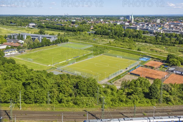 Aerial view, BSV 09 Hamm football stadium, Heessen district, Hamm, Ruhr area, North Rhine-Westphalia, Germany