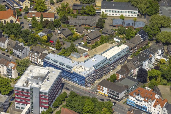 Aerial view, senior citizens' campus construction site with new building on Werler Straße, centre, Hamm, Ruhr area, North Rhine-Westphalia, Germany
