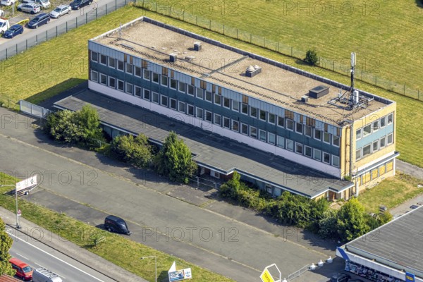 Aerial view, ex-OLG building, Römerstraße 18 in the Hövel industrial estate, Bockum-Hövel, Hamm, Ruhr area, North Rhine-Westphalia, Germany