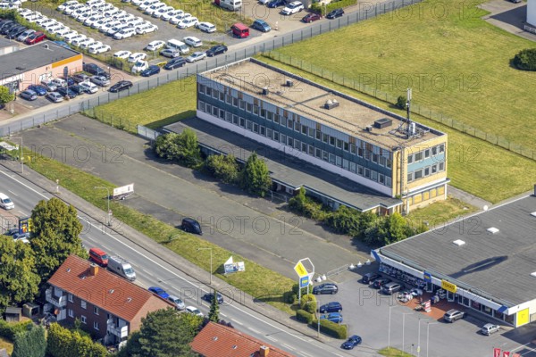 Aerial view, ex-OLG building, Römerstraße 18 in the Hövel industrial estate, Bockum-Hövel, Hamm, Ruhr area, North Rhine-Westphalia, Germany