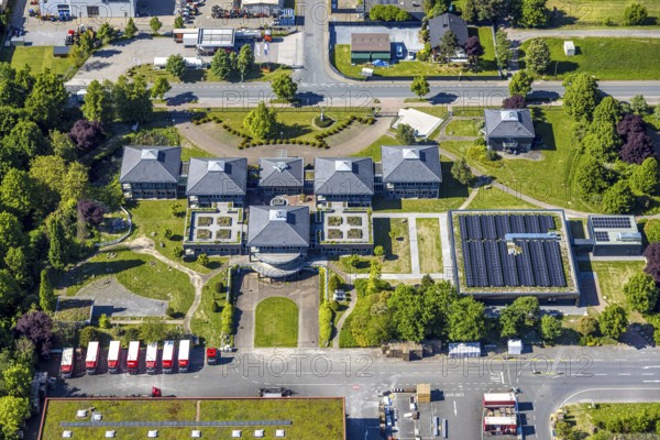 Aerial view, roofing purchase, DEX, Rhynern, green roofs, Hamm, Ruhr area, North Rhine-Westphalia, Germany