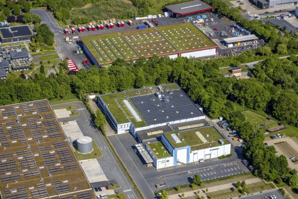 Aerial view, roofing purchase, DEX, Rhynern, green roofs, Hamm, Ruhr area, North Rhine-Westphalia, Germany