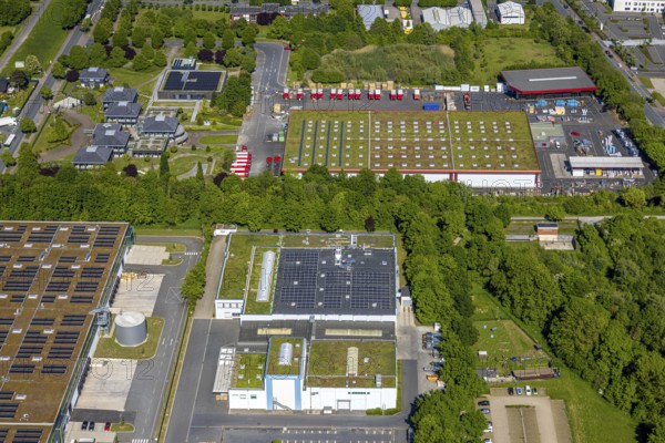 Aerial view, roofing purchase, DEX, Rhynern, green roofs, Hamm, Ruhr area, North Rhine-Westphalia, Germany