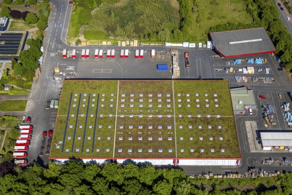 Aerial view, roofing purchase, DEX, Rhynern, green roofs, Hamm, Ruhr area, North Rhine-Westphalia, Germany