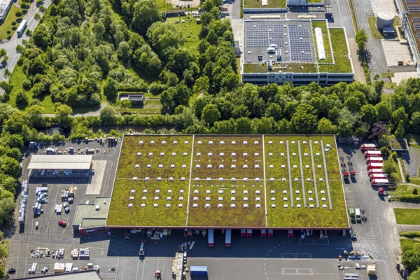 Aerial view, roofing purchase, DEX, Rhynern, green roofs, Hamm, Ruhr area, North Rhine-Westphalia, Germany