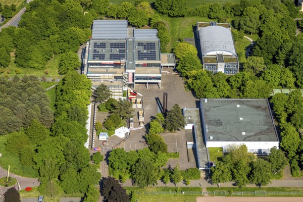 Aerial view, Freiherr-vom-Stein-Gymnasium with building site, Uentrop, Hamm, Ruhr area, North Rhine-Westphalia, Germany