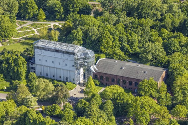 Aerial view, glass elephant in Maximilianpark, electrical centre building, Uentrop, Hamm, Ruhr area, North Rhine-Westphalia, Germany