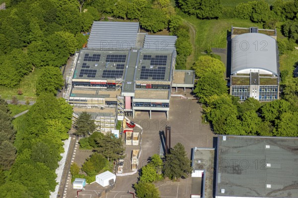 Aerial view, Freiherr-vom-Stein-Gymnasium with building site, Uentrop, Hamm, Ruhr area, North Rhine-Westphalia, Germany