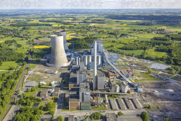 Aerial photo, RWE power plant Westfalen, Lippborg, Lippetal, Ruhr area, North Rhine-Westphalia, Germany