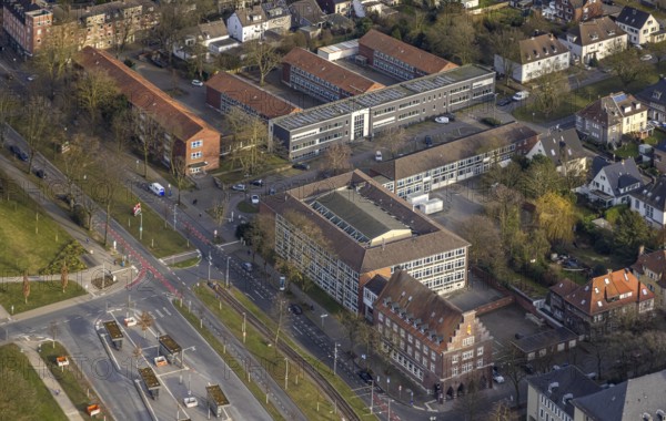 Aerial view, Berufskolleg am Goldberg Business College, Buer, Gelsenkirchen, Ruhr area, North Rhine-Westphalia, Germany
