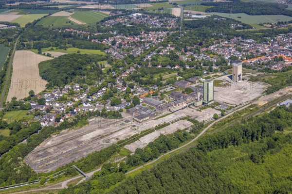 Aerial view, new Westerholt colliery, new neighbourhood for climate-friendly working and living, DSK Bergwerk Lippe, Hassel, Gelsenkirchen, Ruhr area, North Rhine-Westphalia, Germany