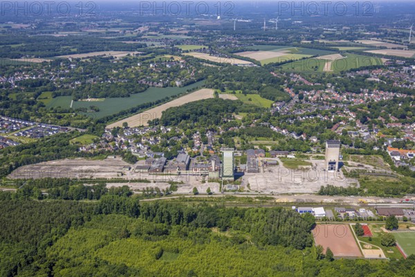 Aerial view, new Westerholt colliery, new neighbourhood for climate-friendly working and living, DSK Bergwerk Lippe, Hassel, Gelsenkirchen, Ruhr area, North Rhine-Westphalia, Germany