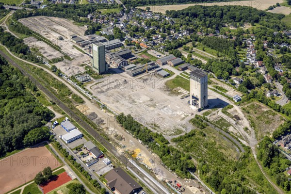 Aerial view, new Westerholt colliery, new neighbourhood for climate-friendly working and living, DSK Bergwerk Lippe, Hassel, Gelsenkirchen, Ruhr area, North Rhine-Westphalia, Germany